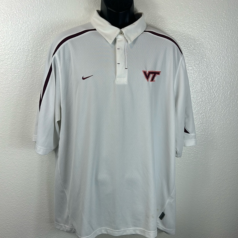 Nike Dri Fit Virginia Tech Hokies Mens White Polo Shirt XL